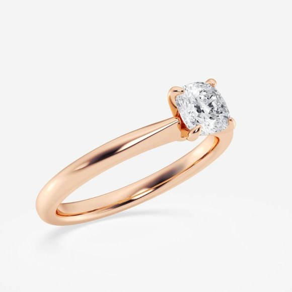 3/4 ctw Cushion Lab Grown Diamond Petite Solitaire Engagement Ring - Picture 4 of 6